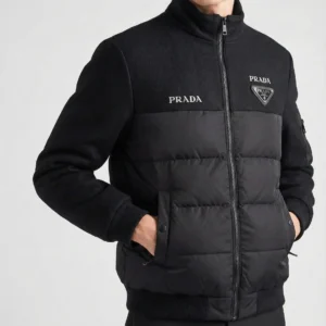 جاكيت برادا (Prada) الشتوي الفاخر - قطن ثقيل مبطن (أسود / فيراني)