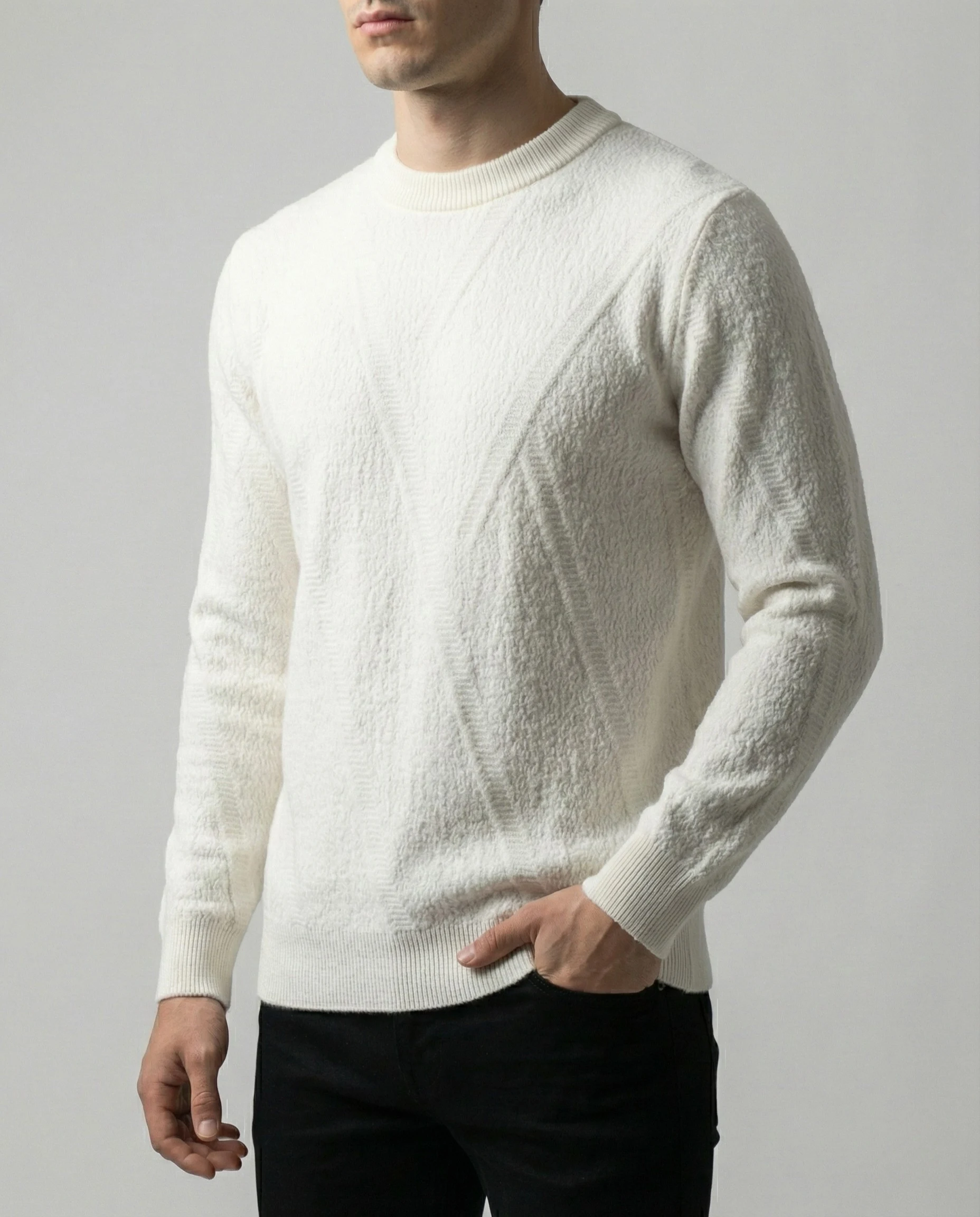 بلوفر "تو واى" بريميوم - خامة عجينة مستوردة بياقة دائرية وتصميم محبوك - Image 5