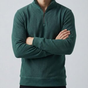 بلوفر بايك "نص سوستة" من القطيفة المضلعة الفاخرة - دفء وأناقة شتوية